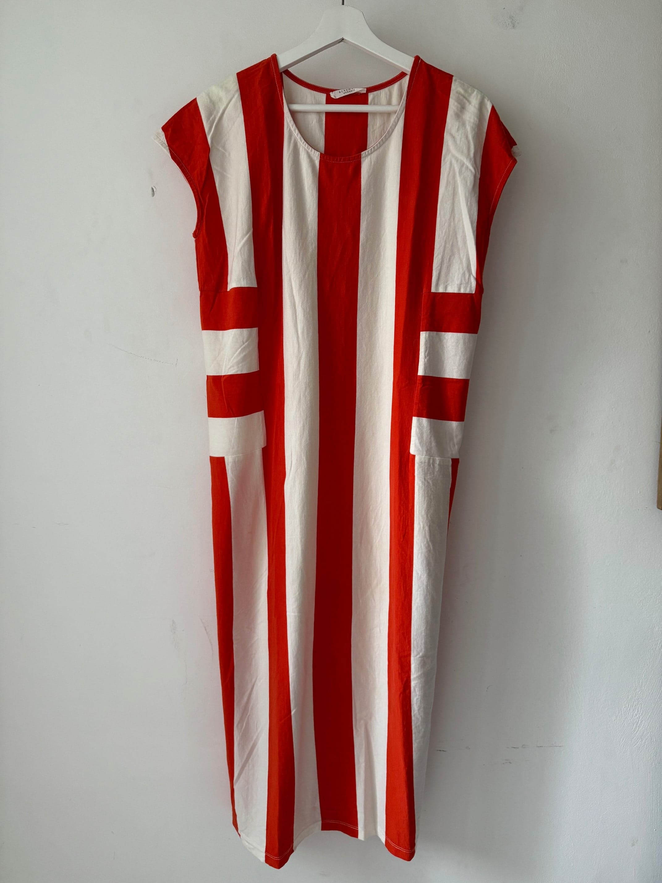 Carol Organic Cotton Dress in Cream and Paprika S Preloved
