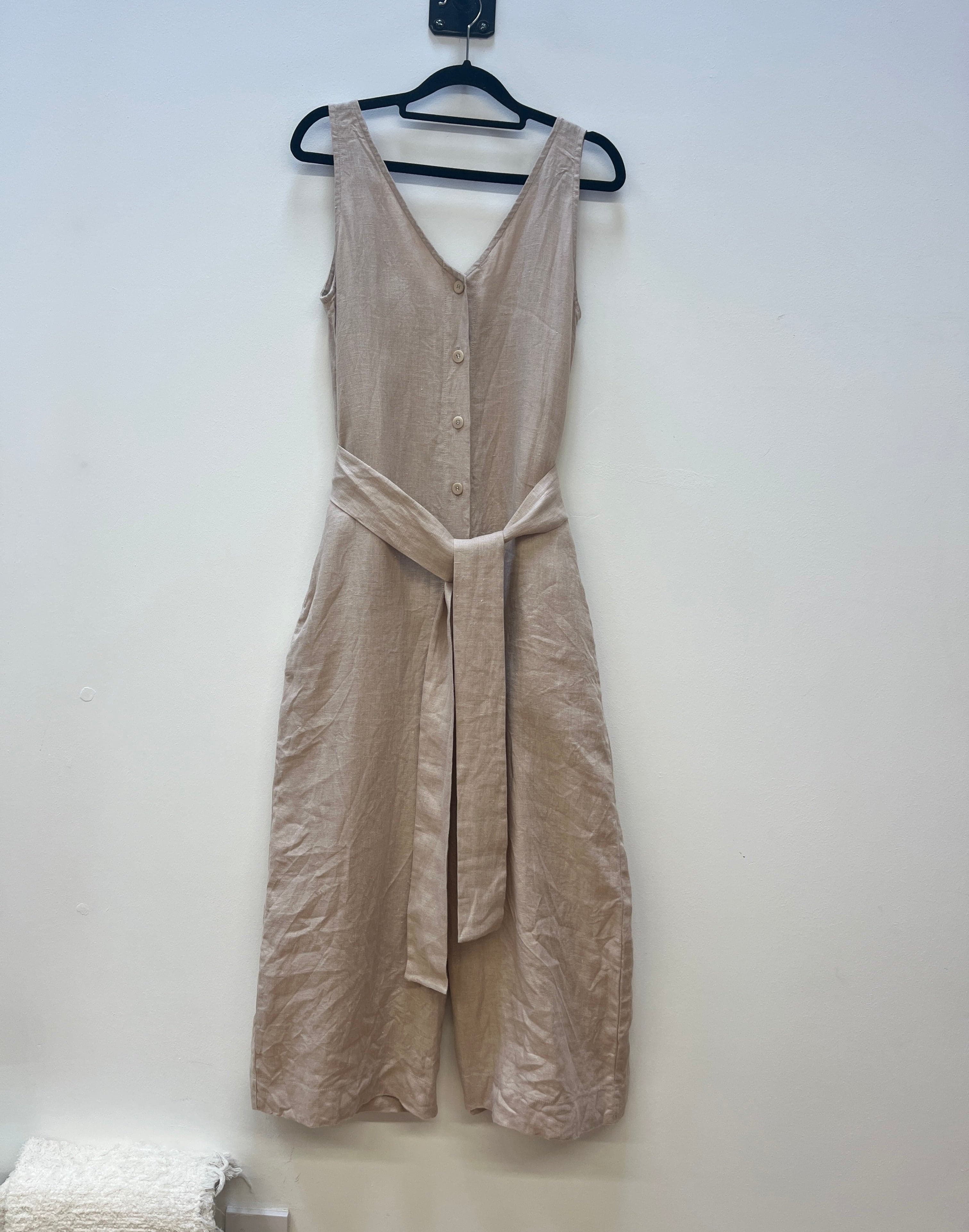 Gianna Linen Jumpsuit in Bone S Preloved