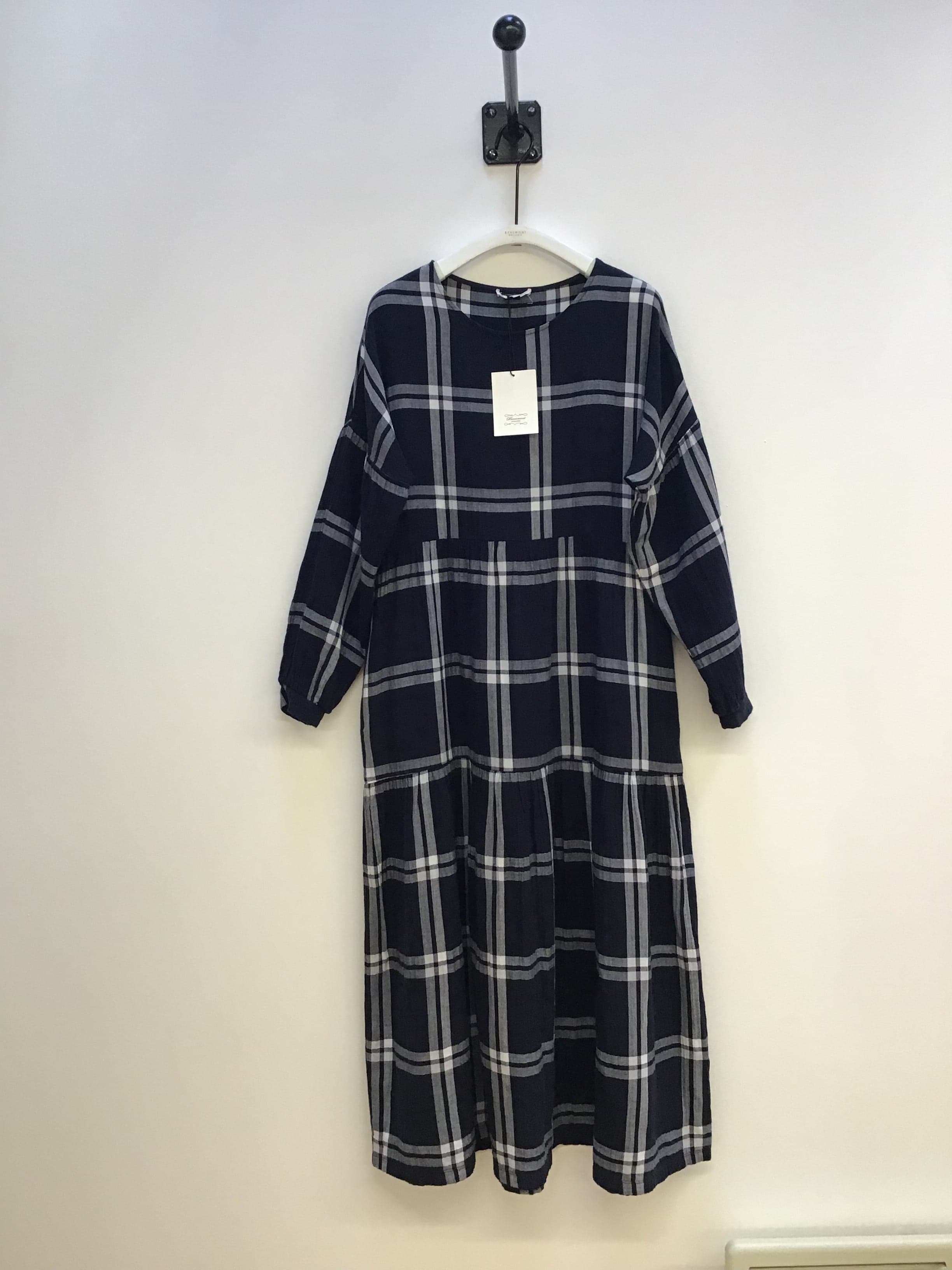 Mirabelle-Kay Organic Cotton Dress in Navy Check XS Preloved