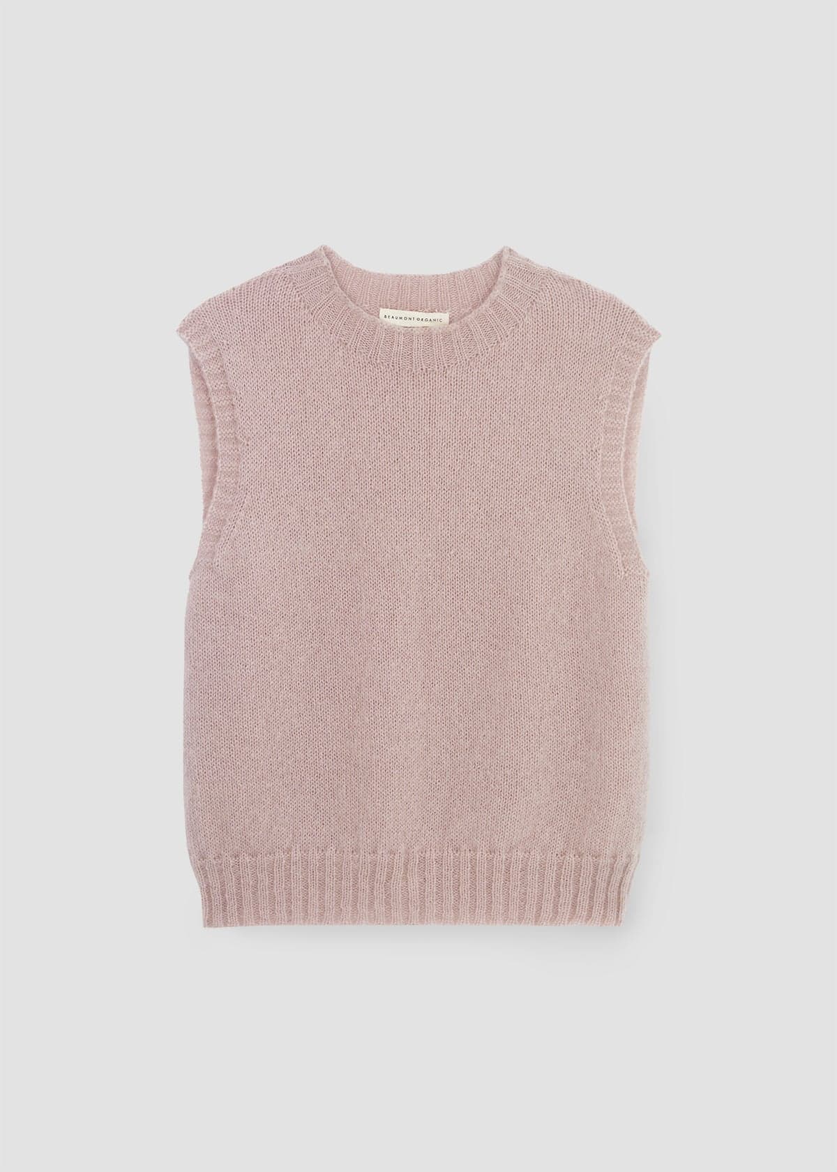 Arosa Mohair Knitted Vest in Shell Pink by HANNAH BEAUMONT