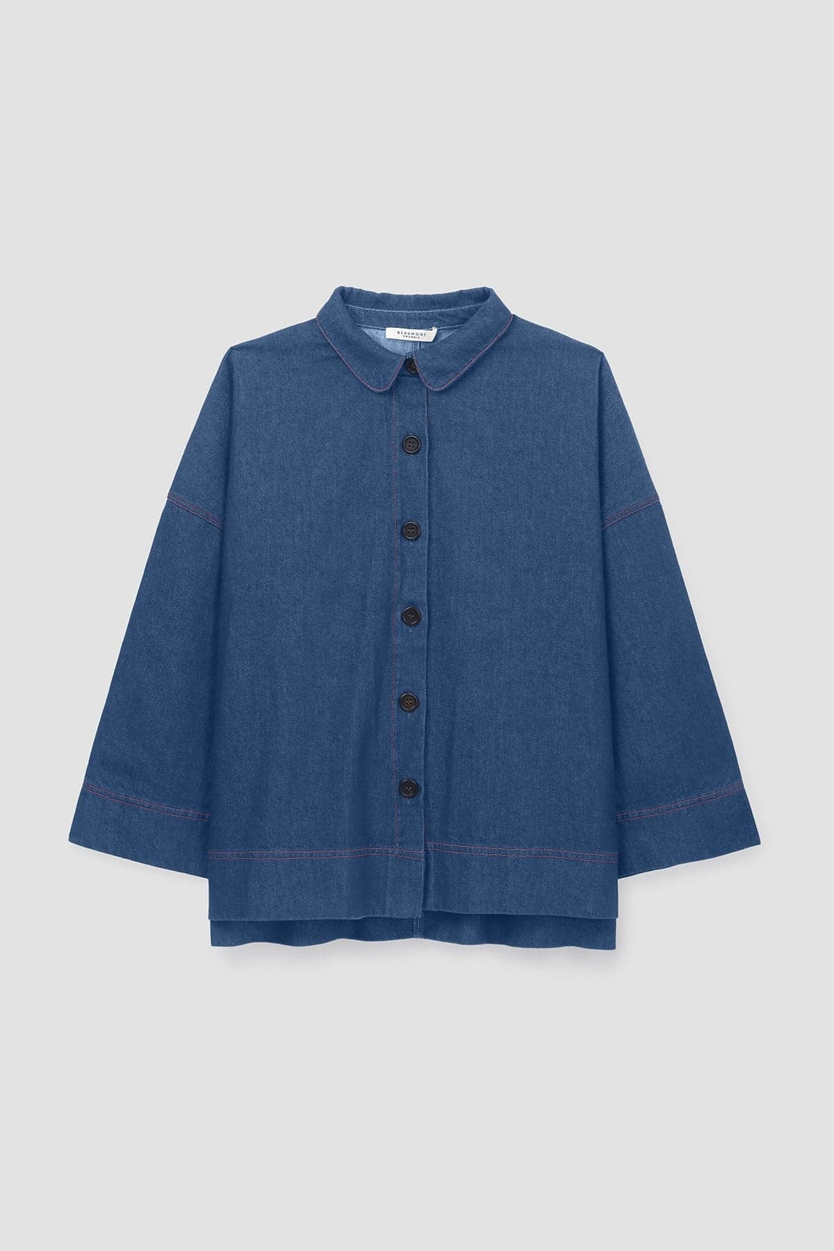 Dylan-Leigh Organic Cotton Denim Overshirt in Mid Blue