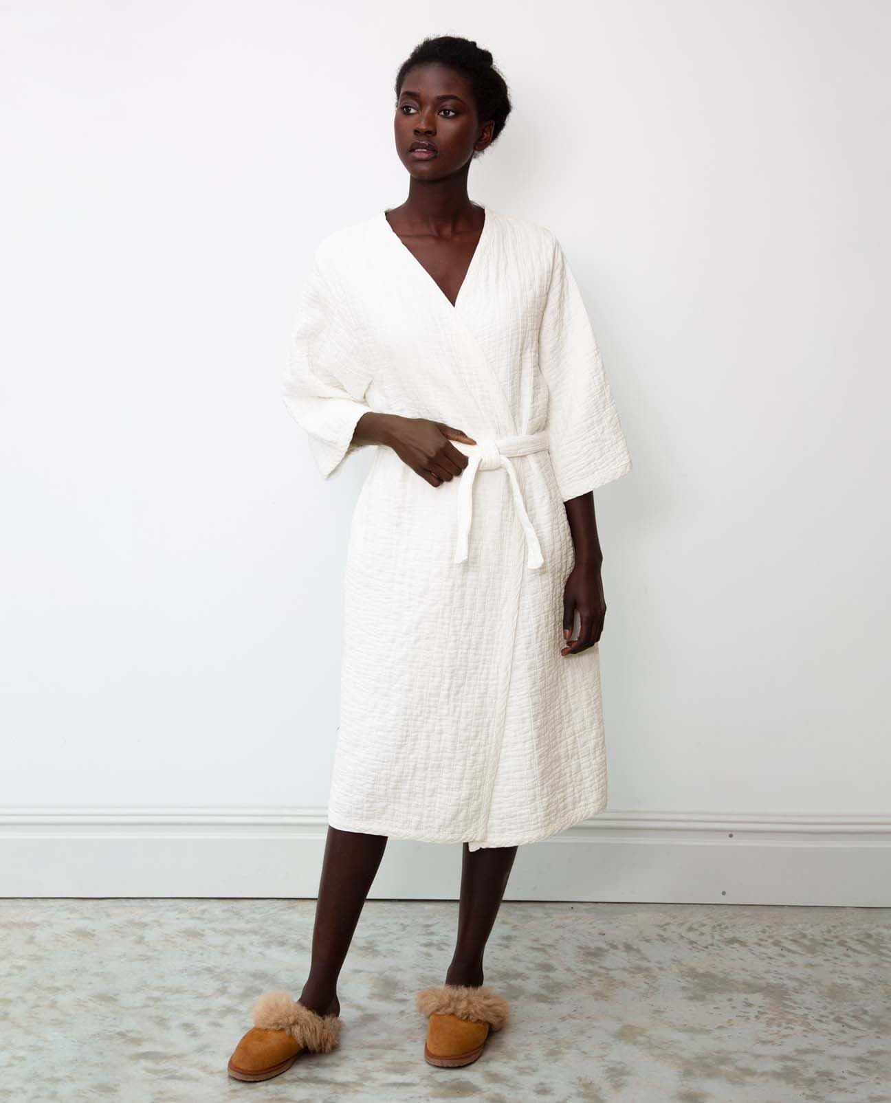 Adeline Organic Cotton Quilted Jacket In Off White