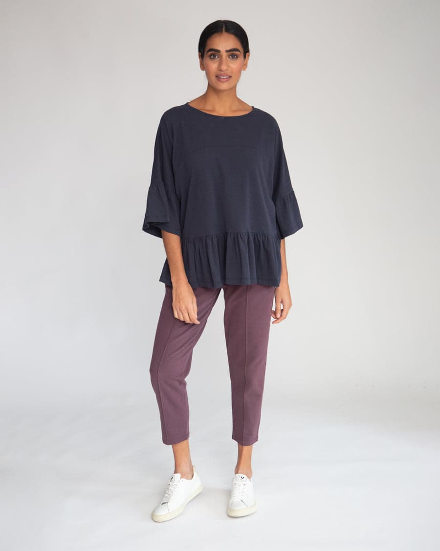George Organic Cotton Trousers In Plum