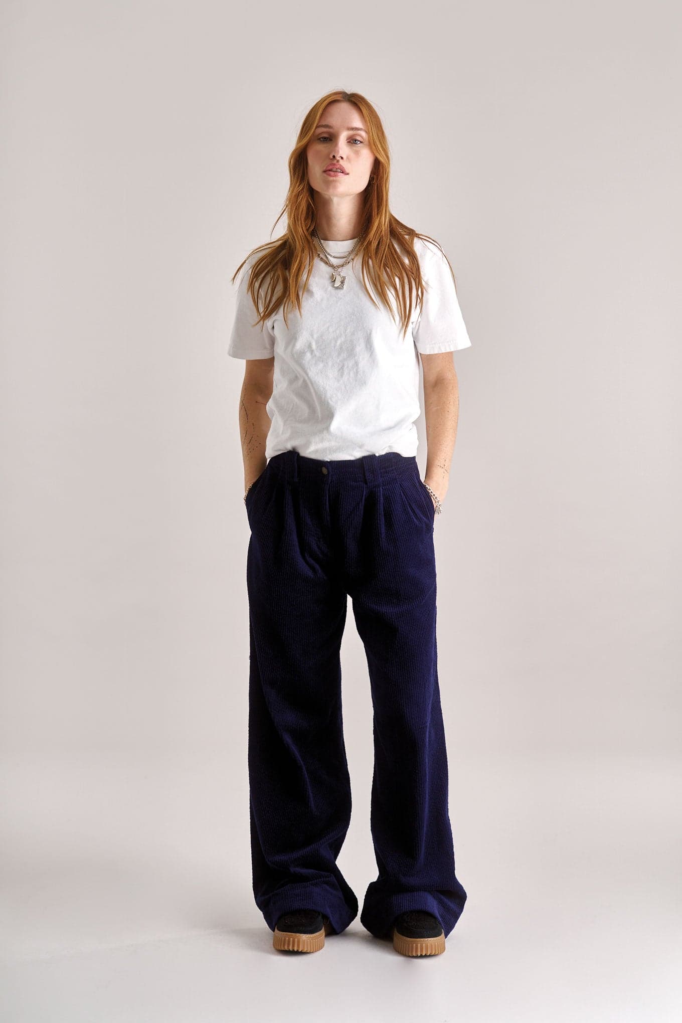 LOLA LILLY Organic Cotton Cord Trousers - Navy