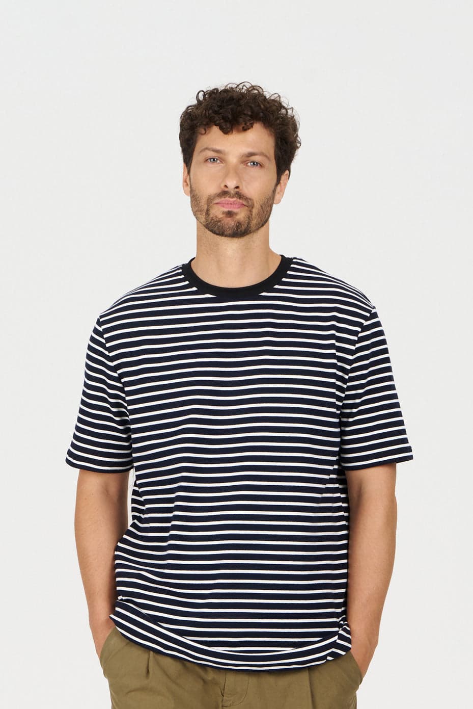 CLAUDE Organic Cotton Tee - Navy Stripe