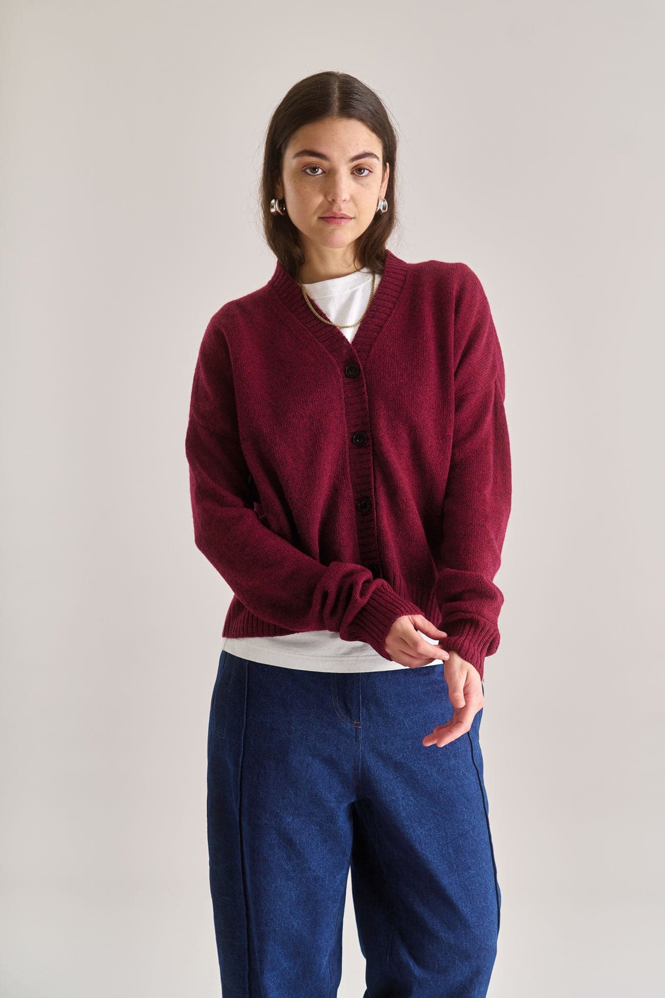 ISLA Merino Wool Cardigan - Wine Red