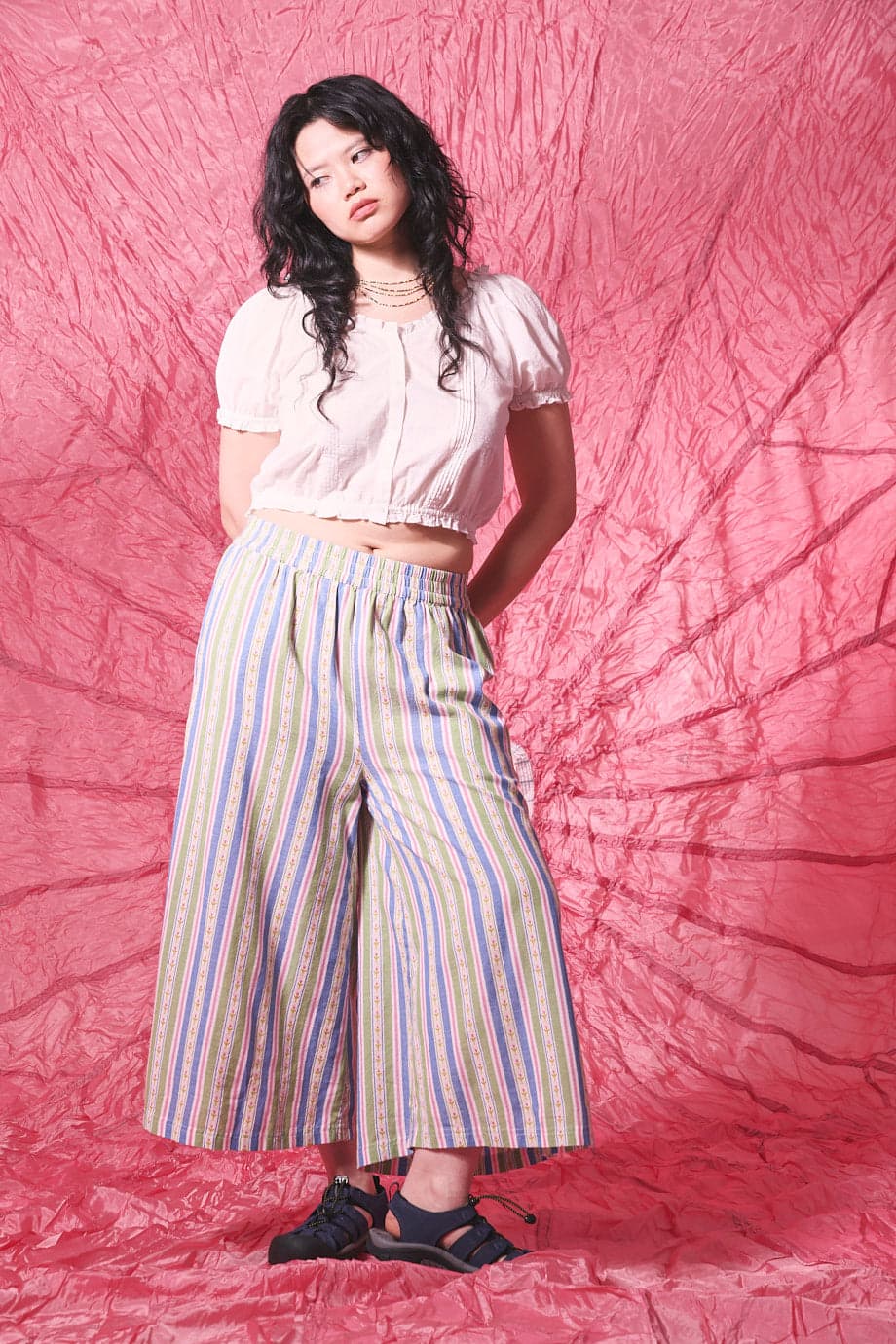 Chase - Cotton Culotte Trousers in Tulip Stripe