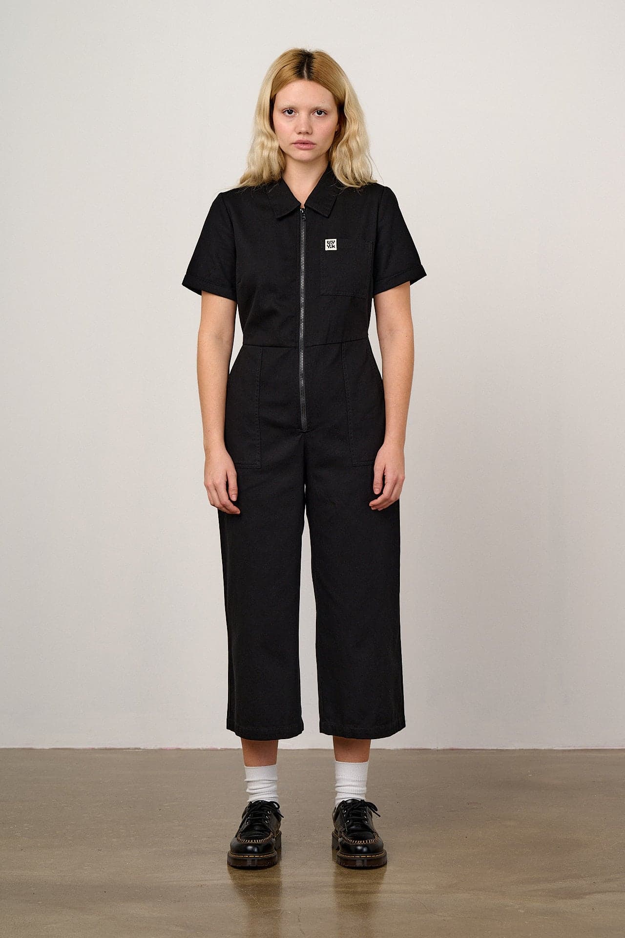 Ragan - Organic Cotton Black Zip Jumpsuit in Black