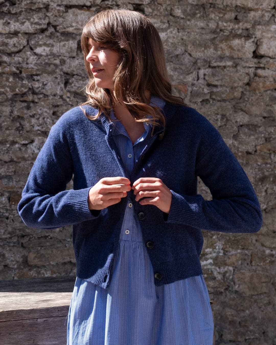 Eva Crew Neck Wool Cardigan