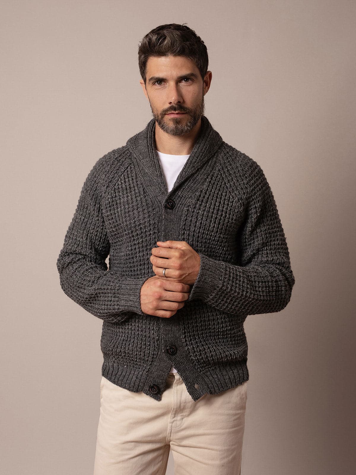 Men's Waffle Stitch Cardigan