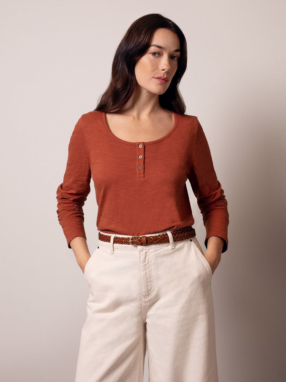 Organic Cotton Scoop Neck Henley