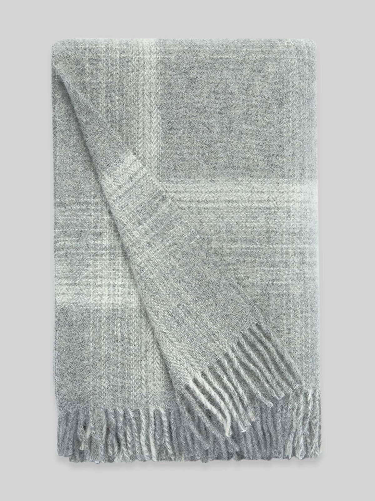 Undyed Wool Tartan Throw