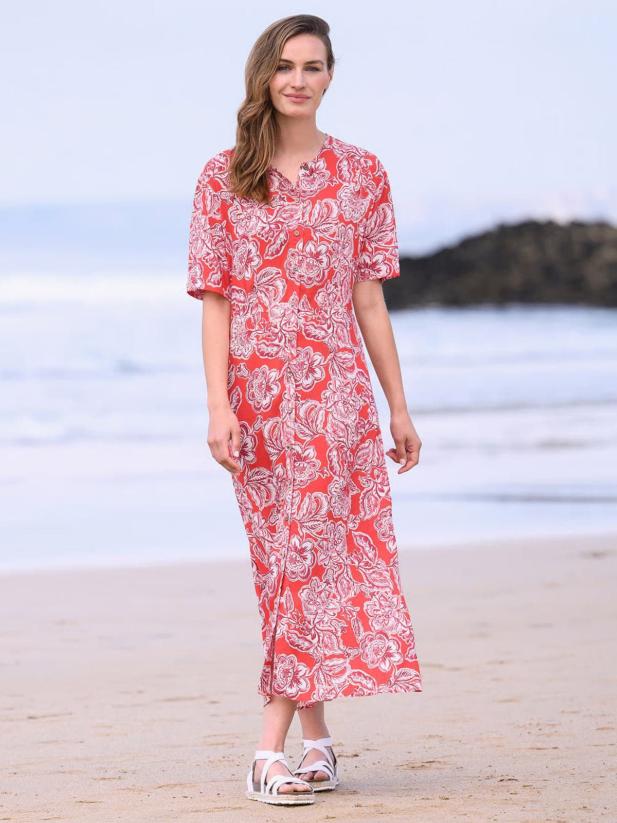 Button Through Midi Dress
