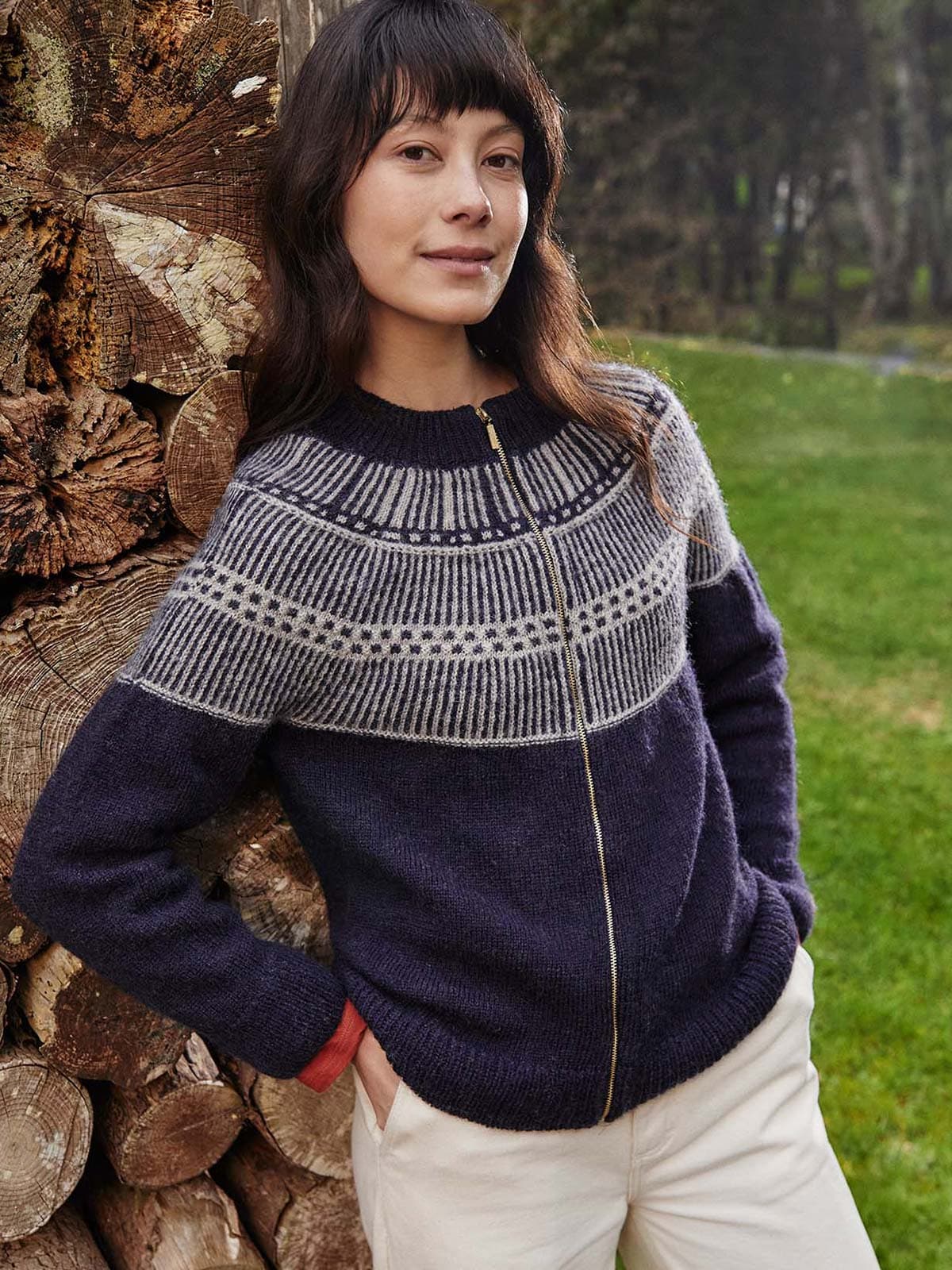 British Wool Yoke Stitch Cardigan