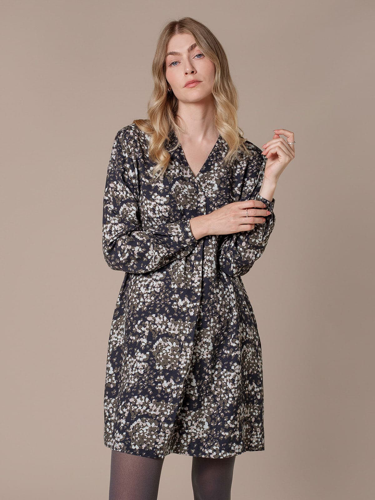 Pleat Detail Knee Length Dress