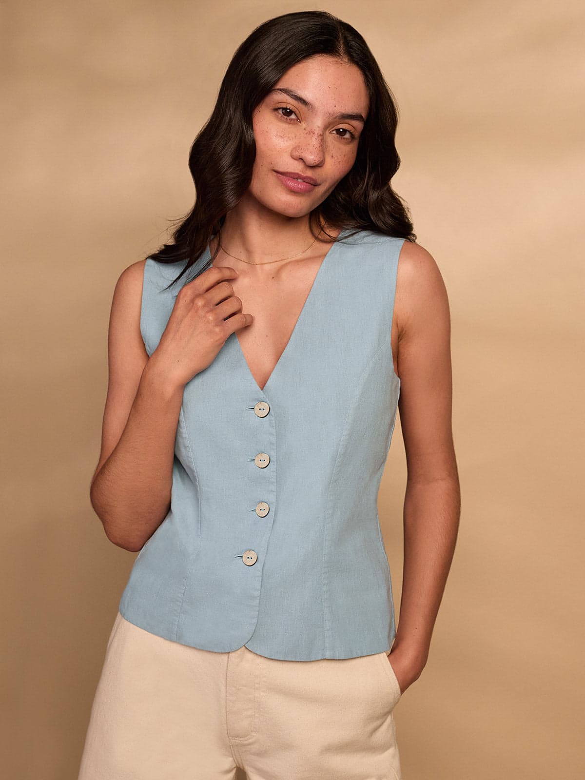 Linen Blend Waistcoat