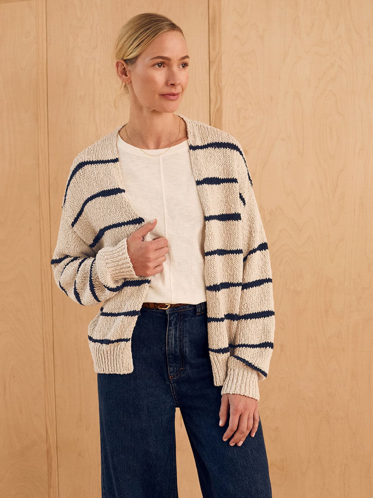Linen Blend Drop Stitch Cardigan