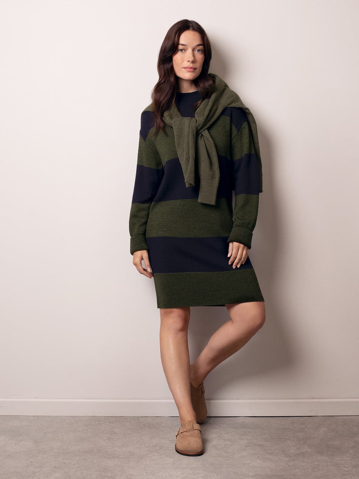 Merino Blend Striped Dress