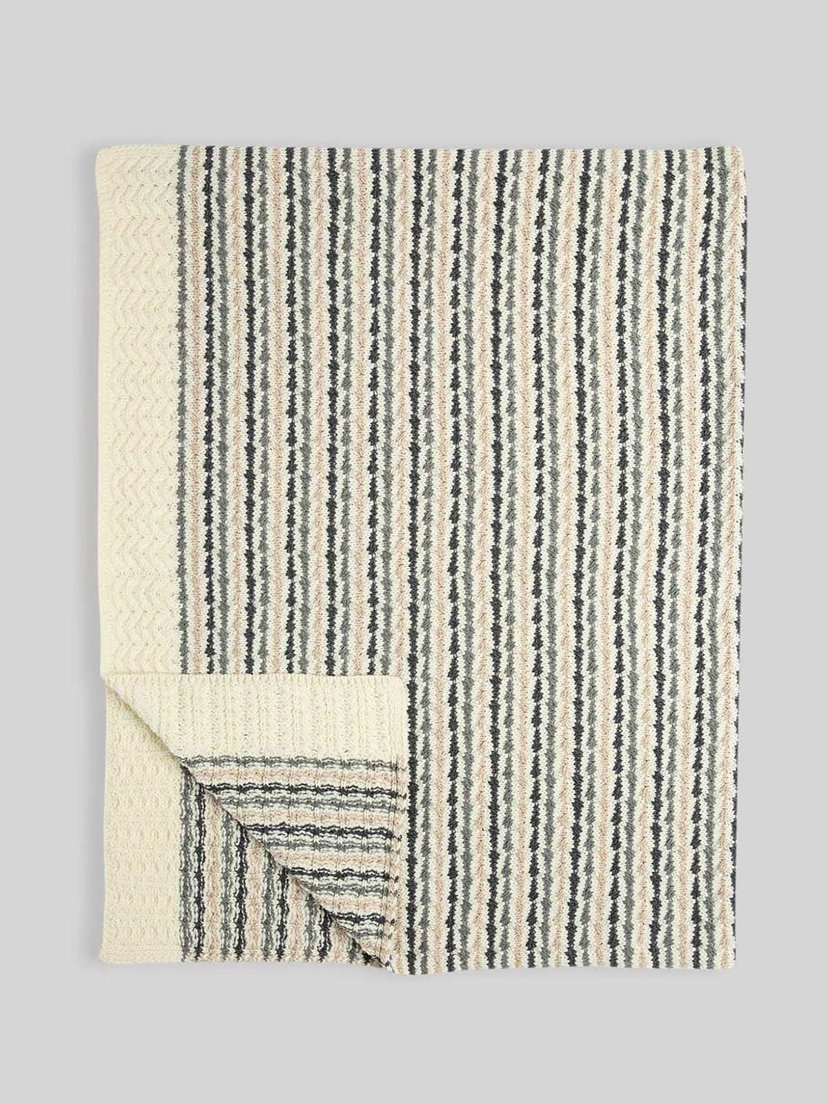 Merino Striped Cable Throw