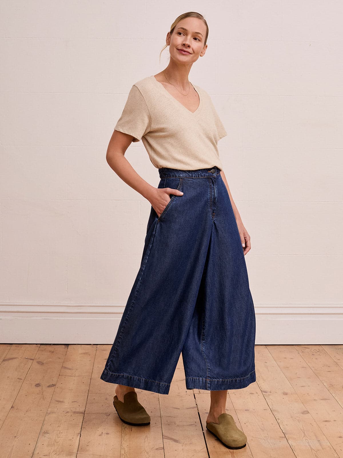 Drape Denim Culottes