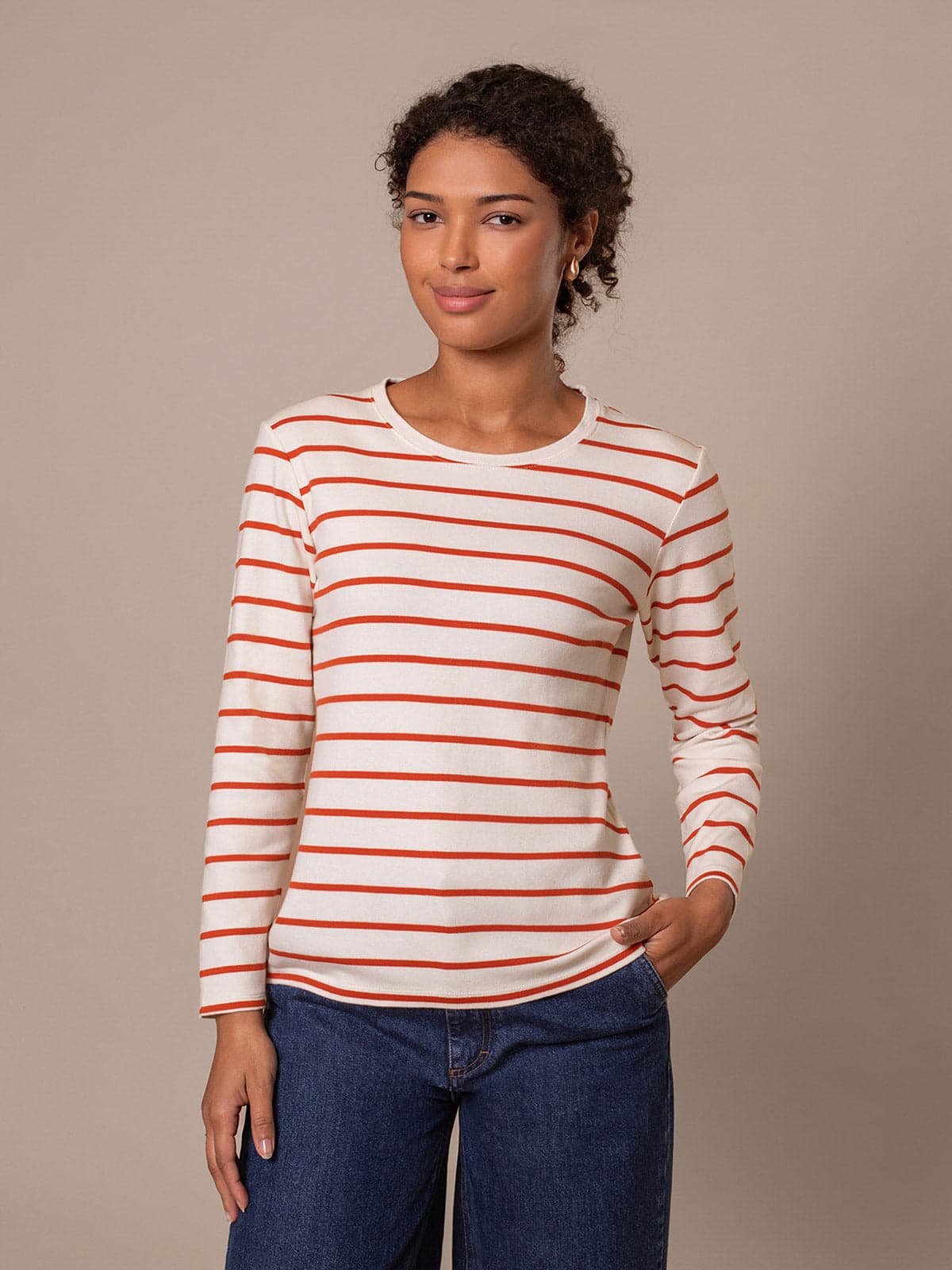 Organic Cotton Long Sleeve Stripe T Shirt