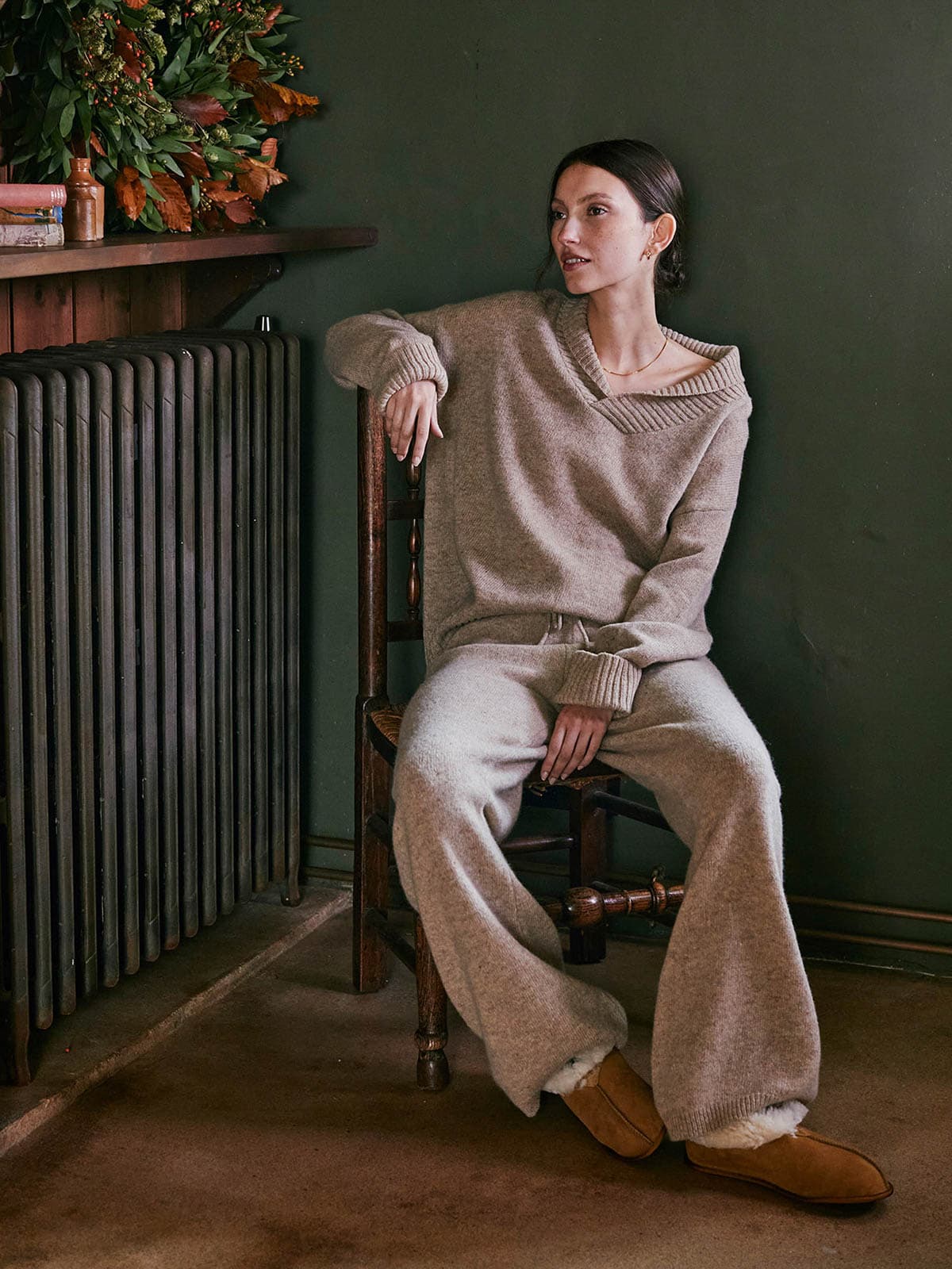 Flecked Wide Leg Jogger