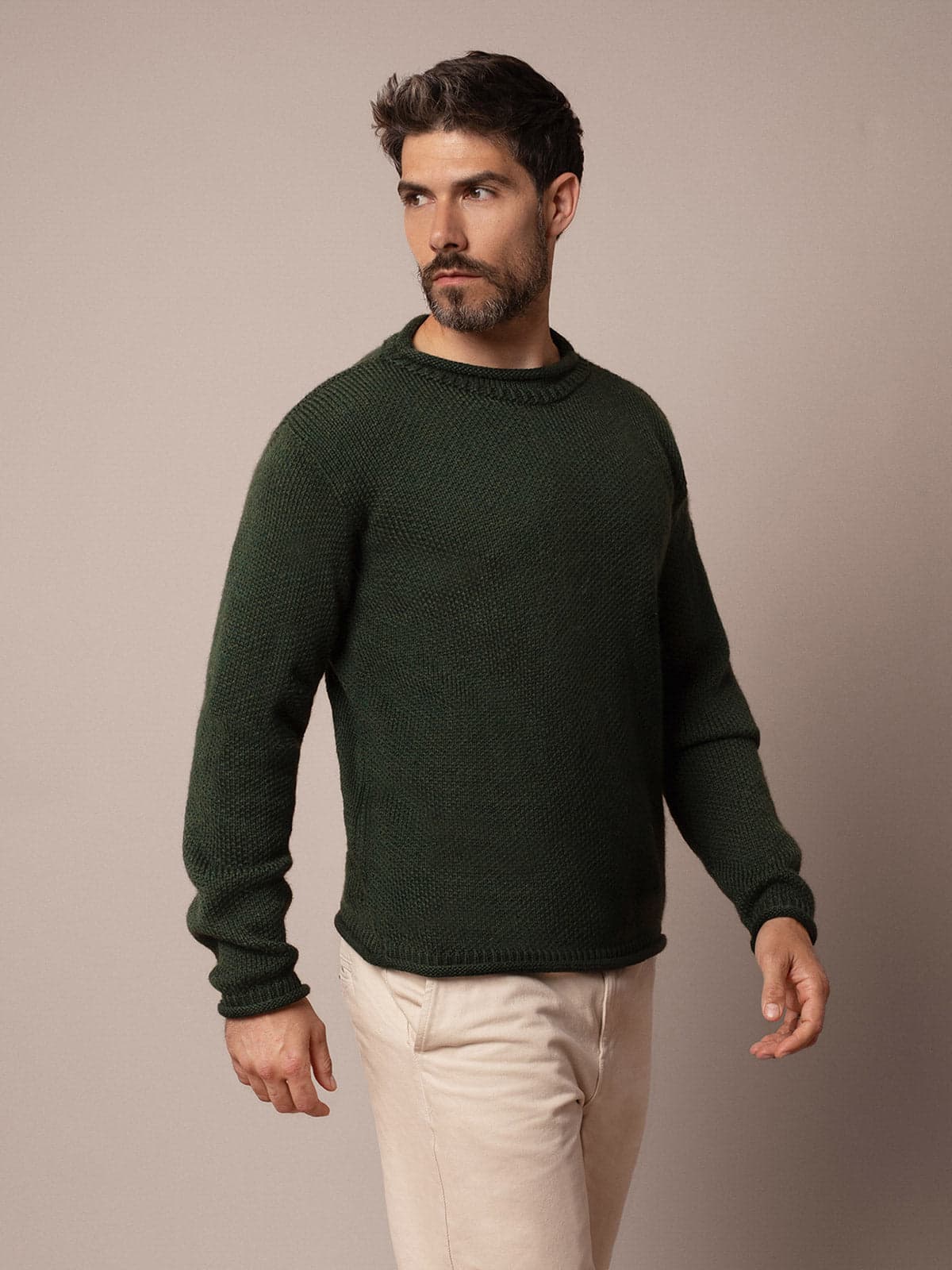 Men's Textured Stitch Crew Neck Jumper