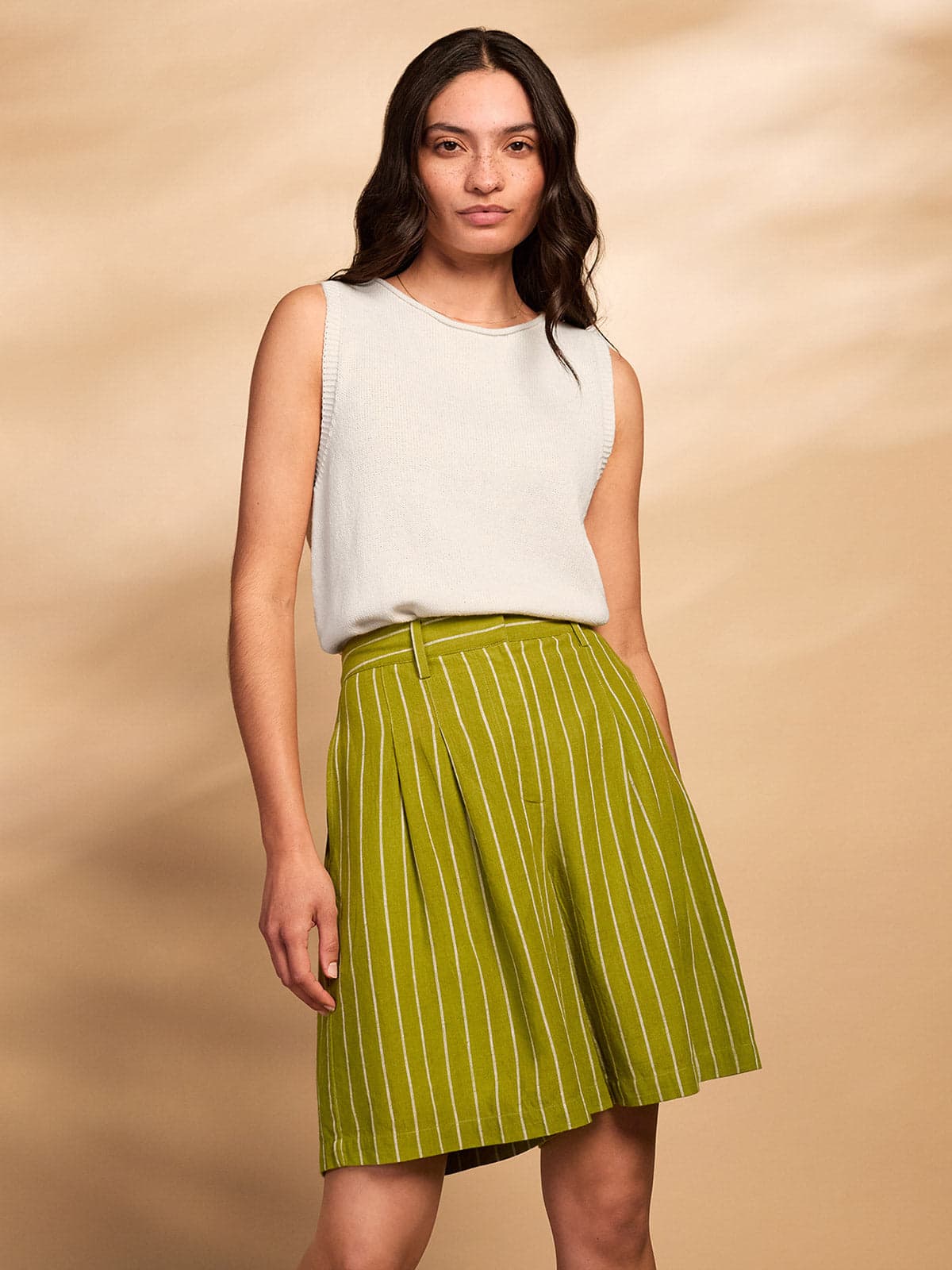 Pleat Front City Shorts