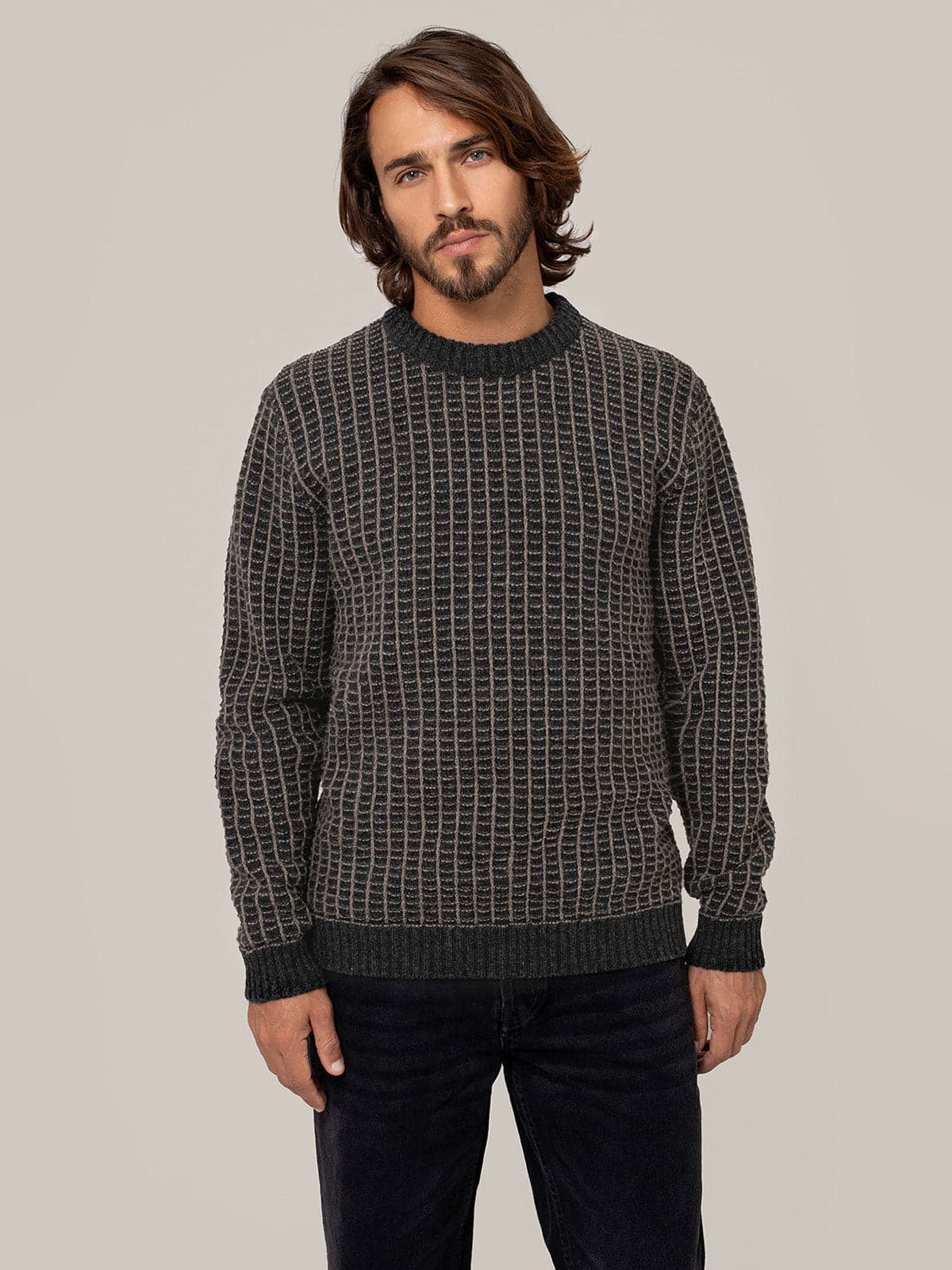 Men's Contrast Textured Stitch Jumper