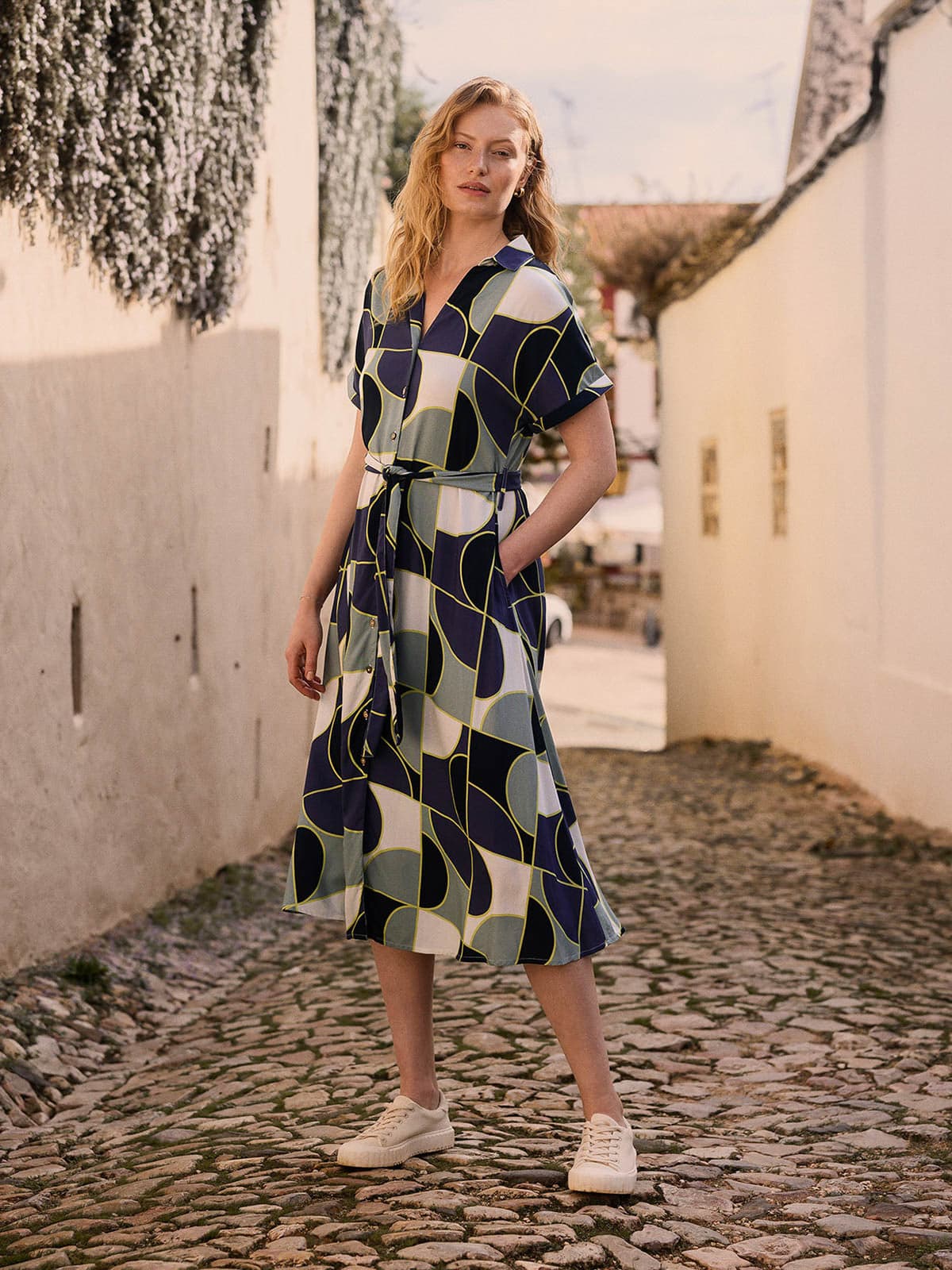 Grown On Sleeve Midi Shirt Dress