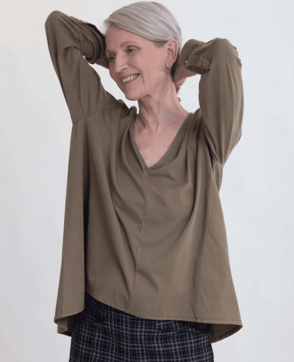 Aoife Organic Cotton Blouse in Lichen