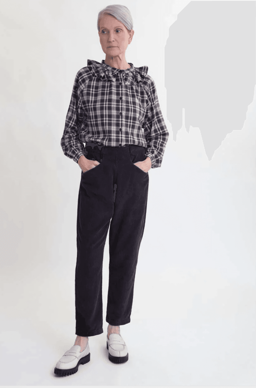 Erica Organic Cotton Cord Trousers In Charcoal
