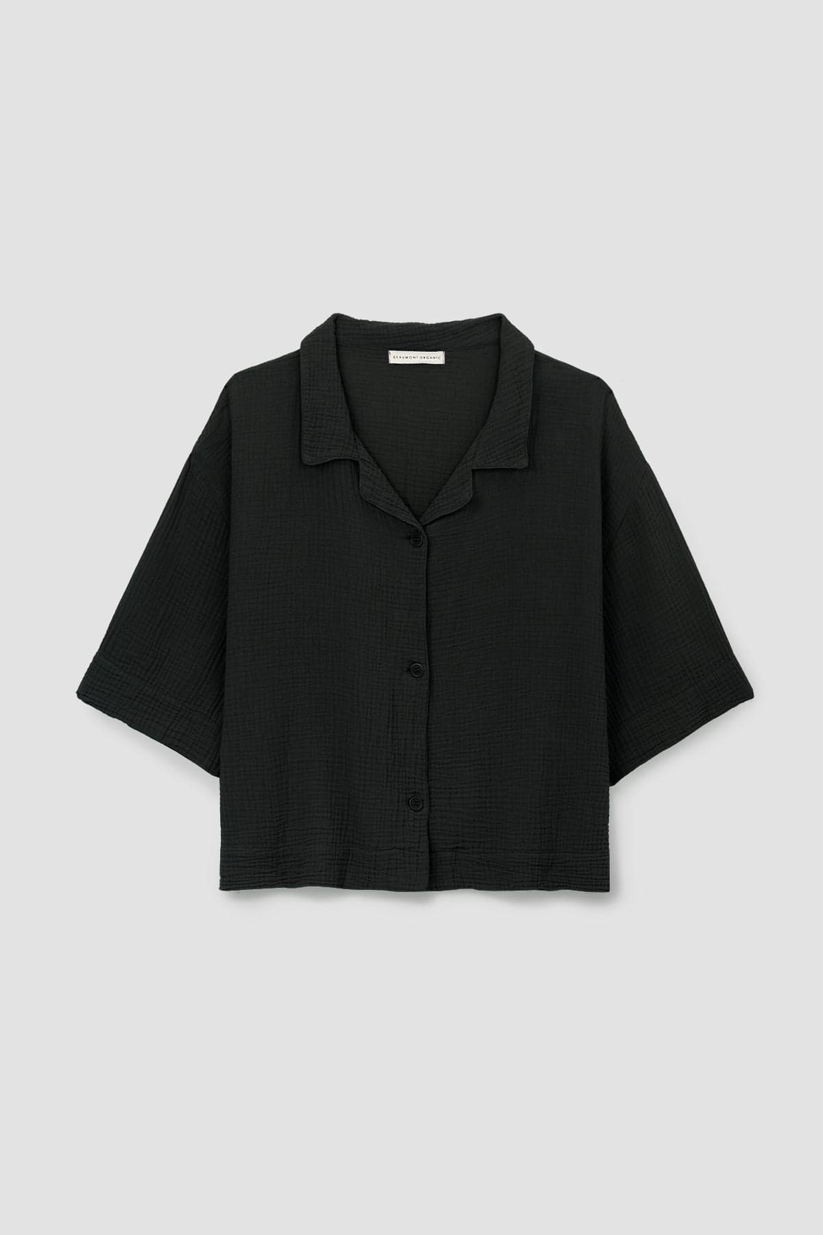 Ameera Organic Cotton Cheesecloth Shirt in Black