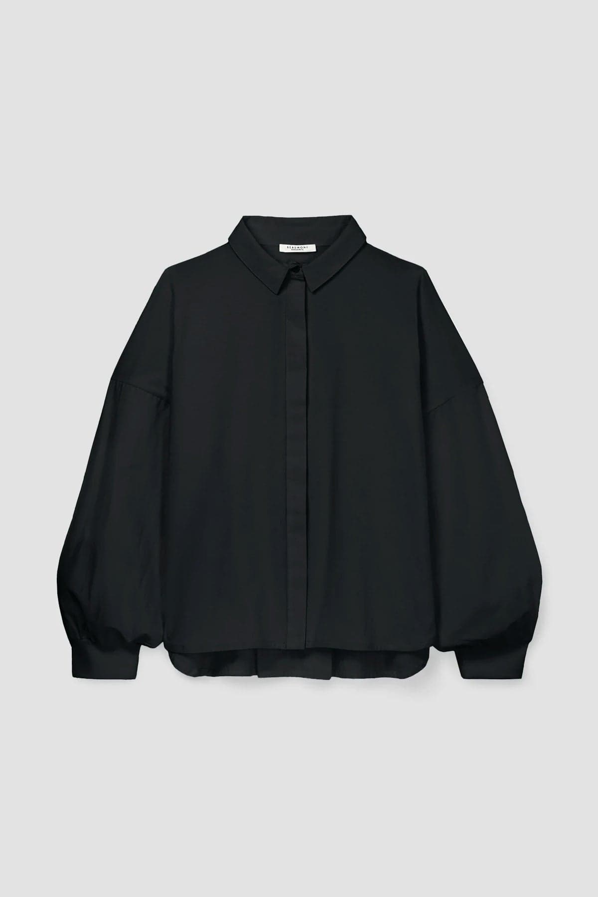 Konara Organic Cotton Jersey and Poplin Shirt in Black