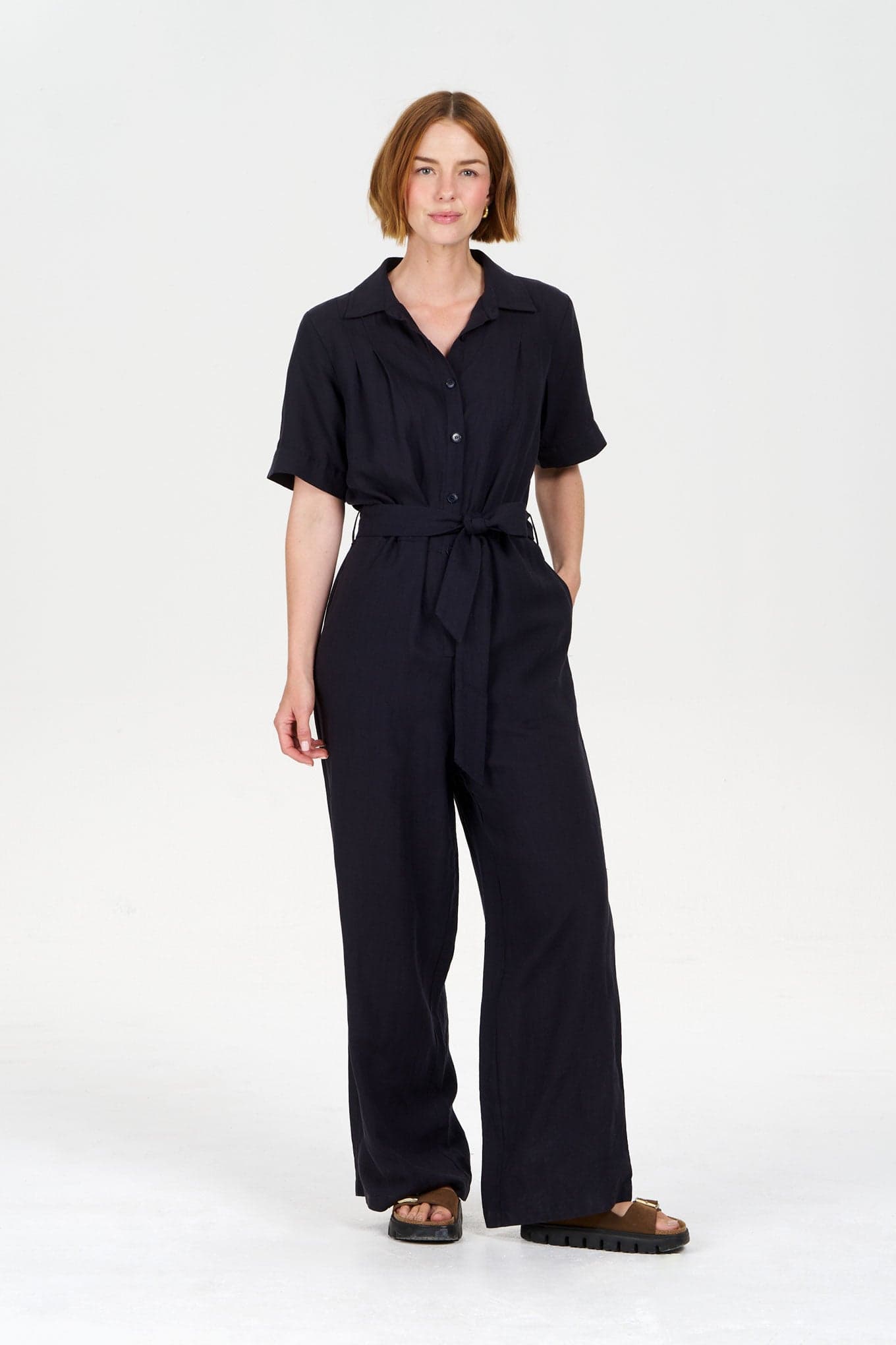 AMARIE Tencel Linen Jumpsuit - Navy