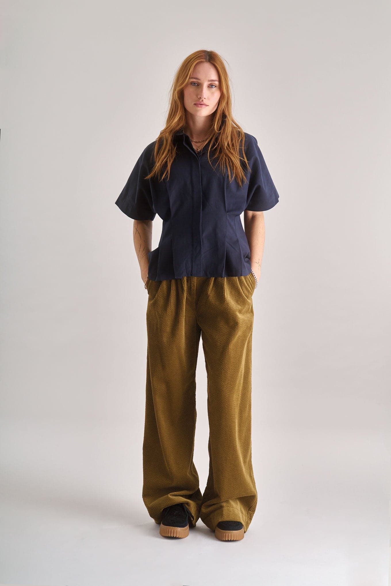 LOLA LILLY Organic Cotton Corduroy Trousers – Olive