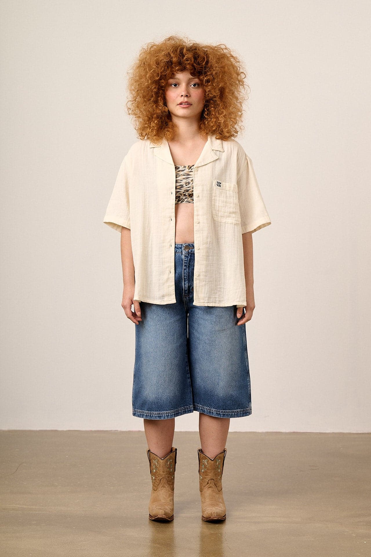 Cam - Cotton Shirt in Ecru