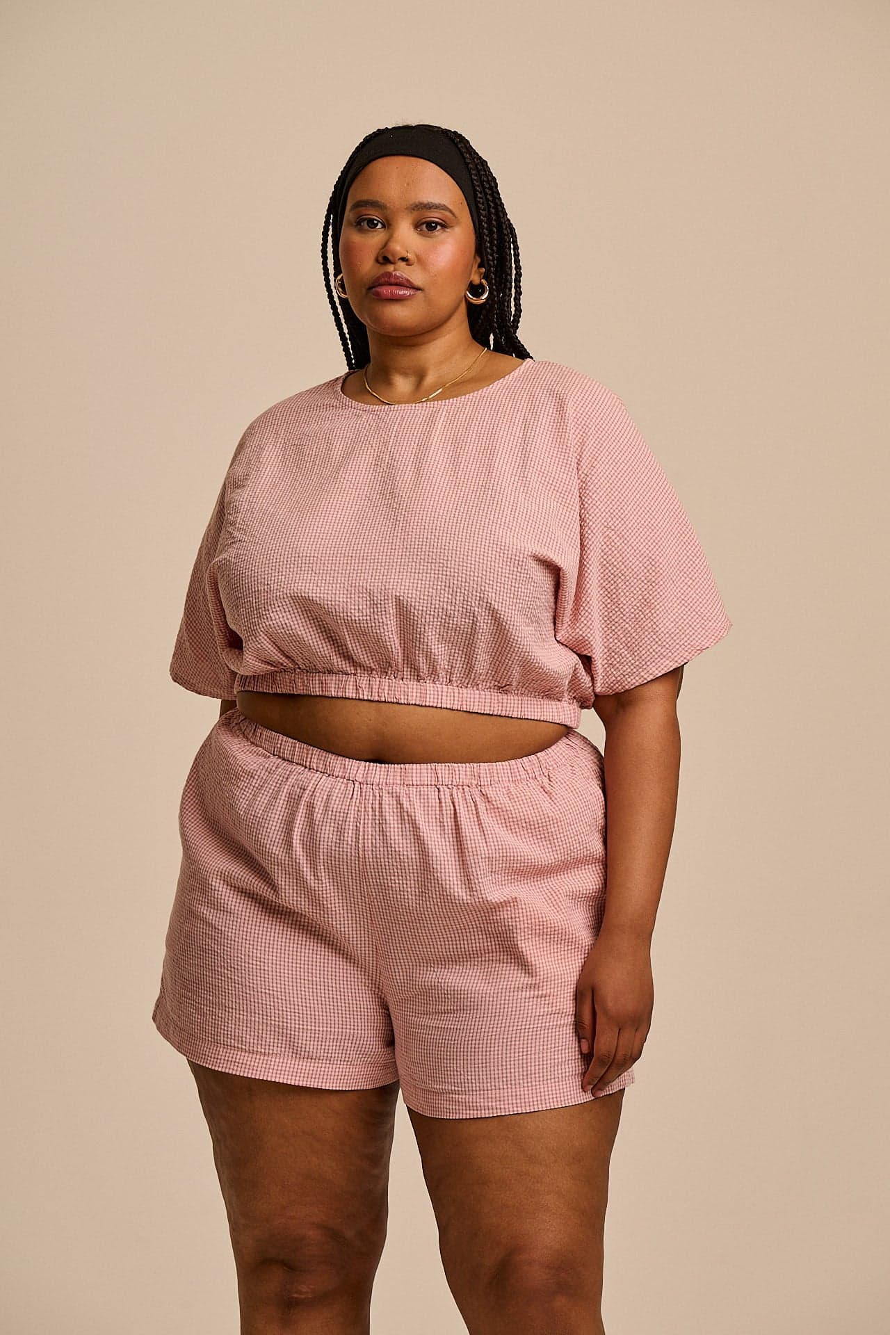 Zamora - Cotton Top in Pink Mini Gingham